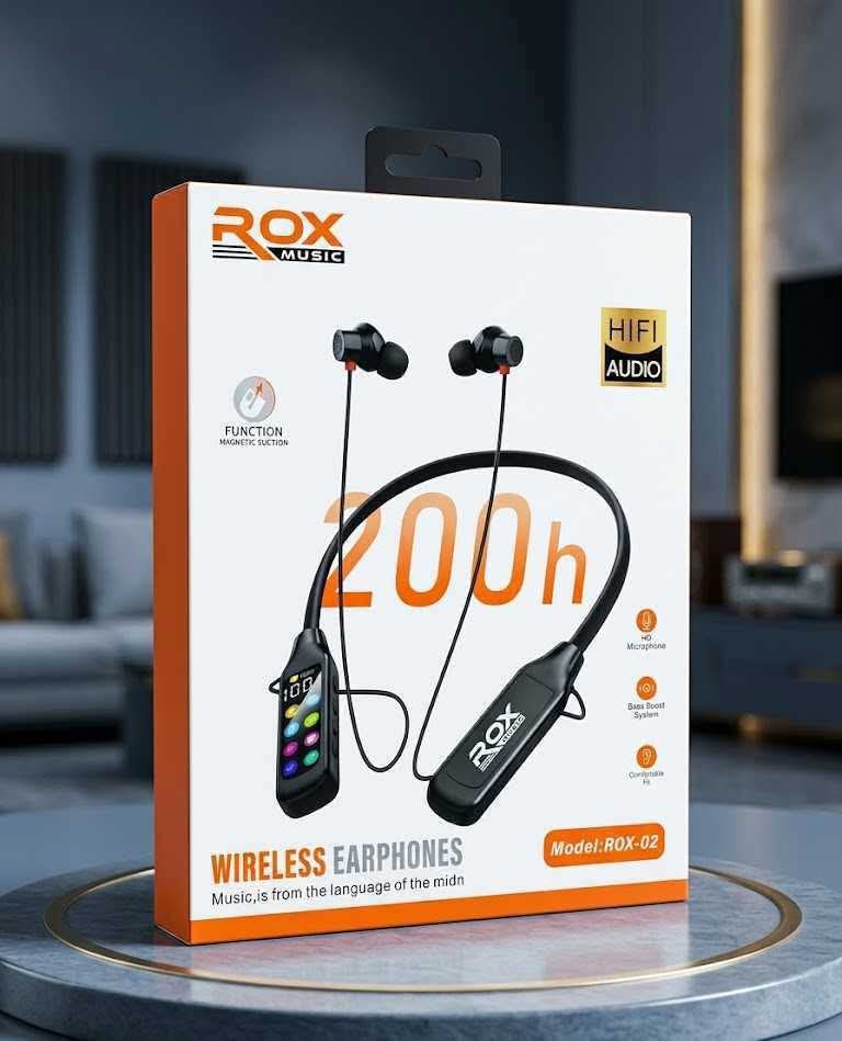ROX-02 Wireless Neckband Earphones | 200 Hours Battery Backup